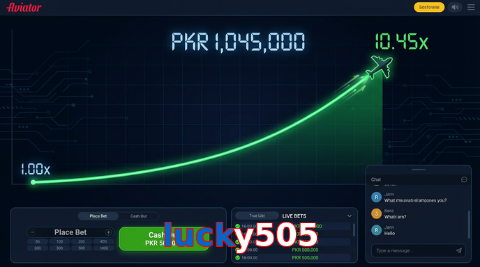 Main screen of Lucky505 aviator page for PK players