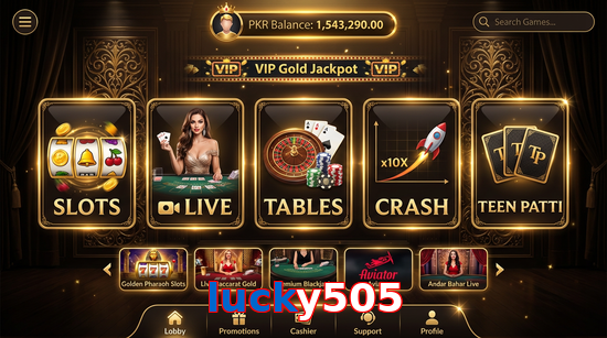 Main screen of Lucky505 casino page for PK players